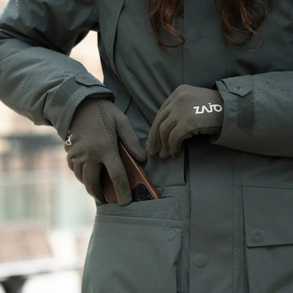 Amiko Fleece Gloves — Grey Navy